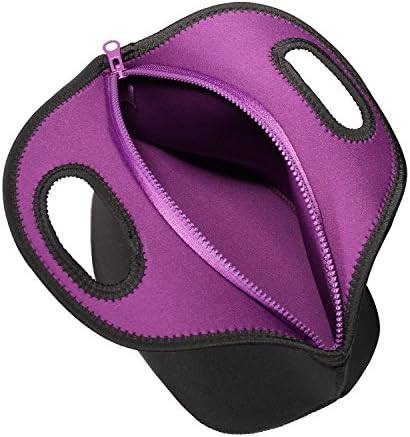 PAWHITS Black 4mm Neoprene Lunch Bags for Men Large Insulated Tote Bag with Zipper for Adults Women Kids Boys