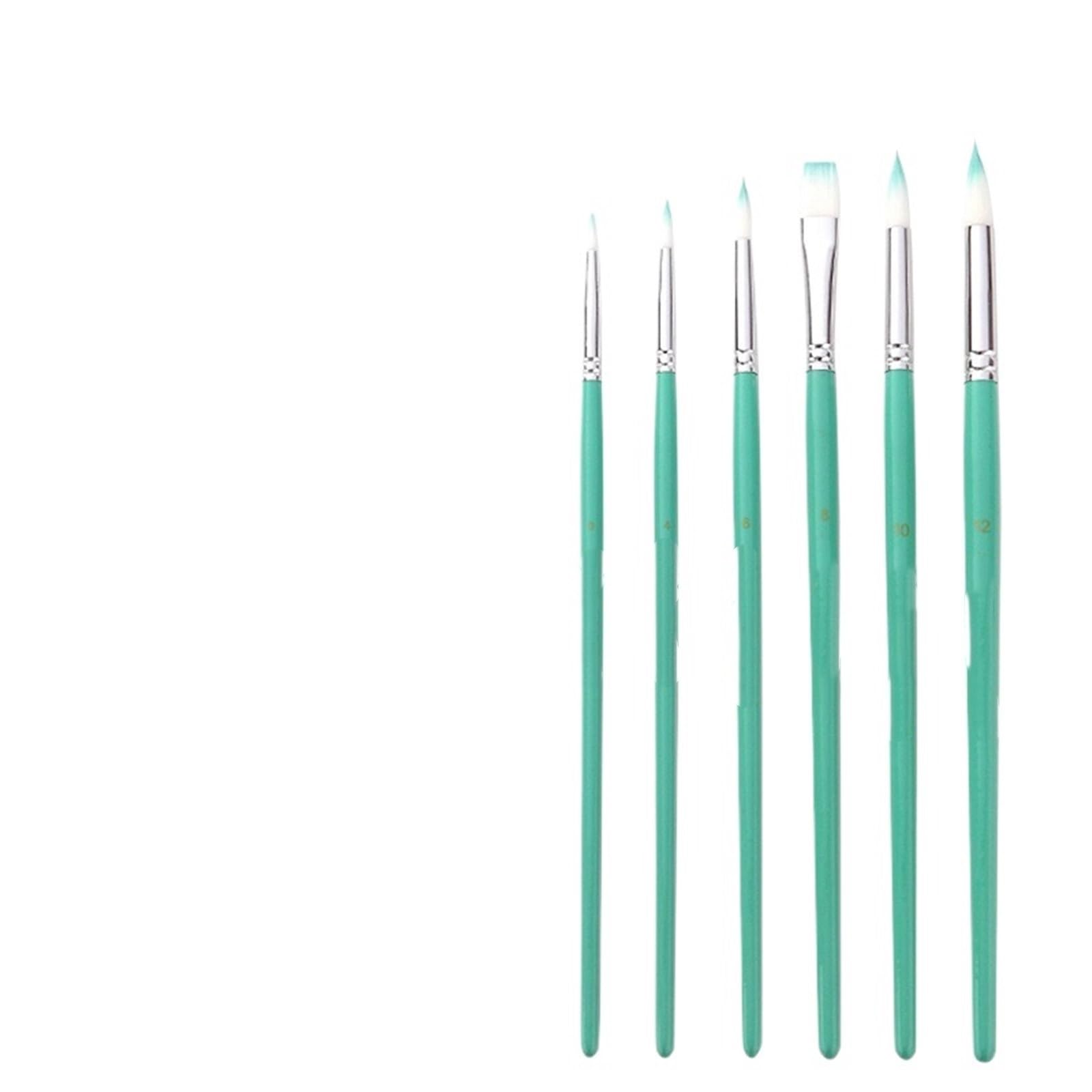 Paint Brushes 6Pcs/Set Nylon Watercolor Brushes Wood Handle Drawing Brush Art Acrylic Painting Supplies Stationery(Green)