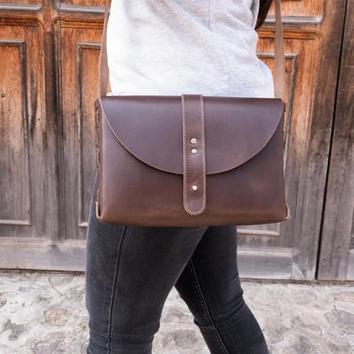 Rectangular Shoulder Bag with Adjustable Strap, Messenger Bag, Classic Style Satchel, Full Grain Leather, Handmade, Bourbon Brown2