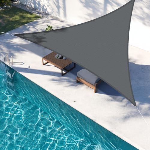 LOVE STORY Sonnensegel 5x5x5m Dreieckig Antracita Sonnenschutz HDPE-Stoff Atmungsaktiv Wasserdurchlässig 95% UV-Schutz für Außenbereich Terrasse Balkon Garten