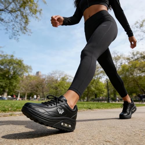 Image of RUIDENG Platform Sneakers for Women Air Cushion | Walking Shoes Women Comfortable All Day | Thick Rocker Bottom
