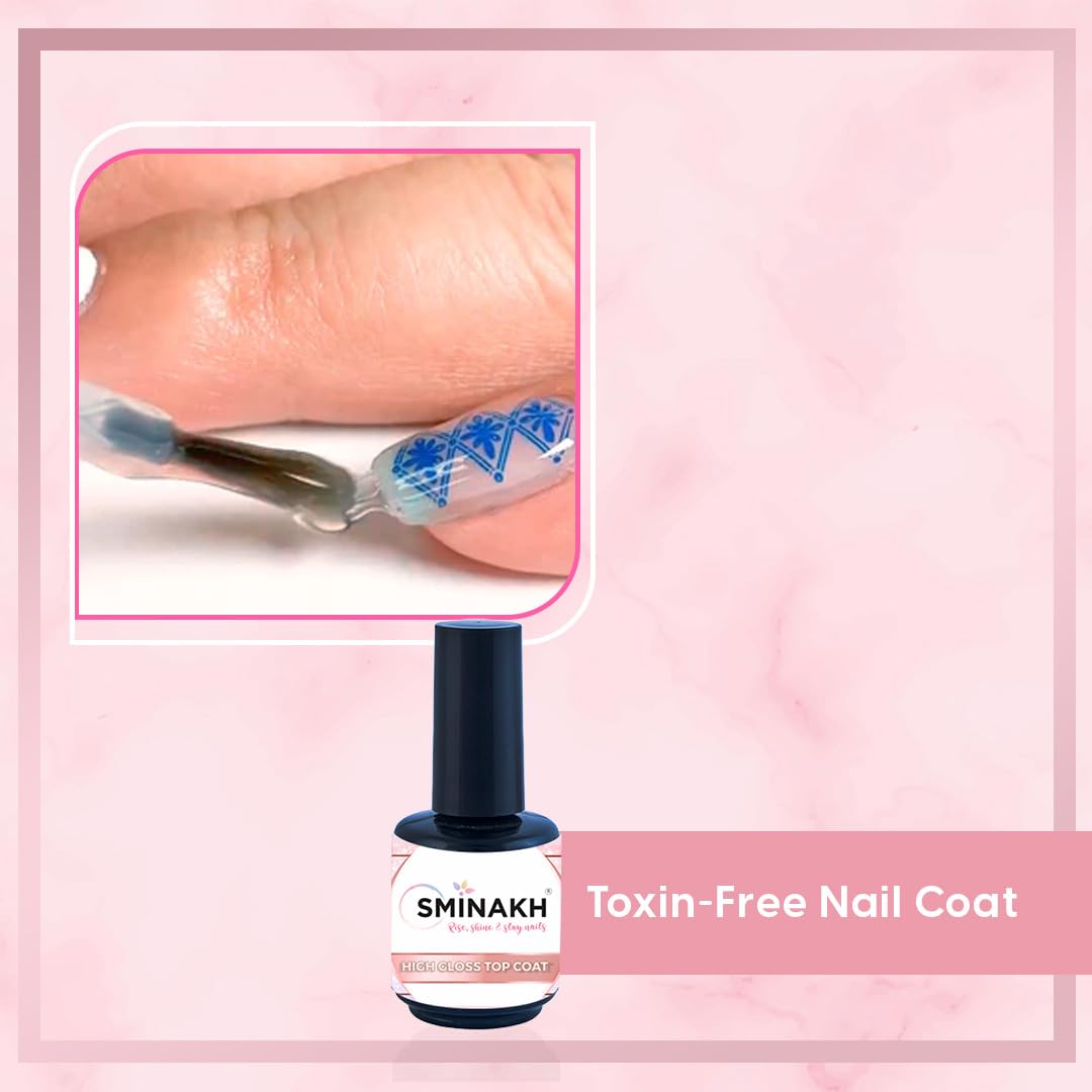 Sminakh Top Coat For Nails Polish 15ML Top Coat Shine Finish Soak Off Nail Lamp Gel Shiny Top Coat With Long Lasting Manicure DIY Home Nail Salon 3