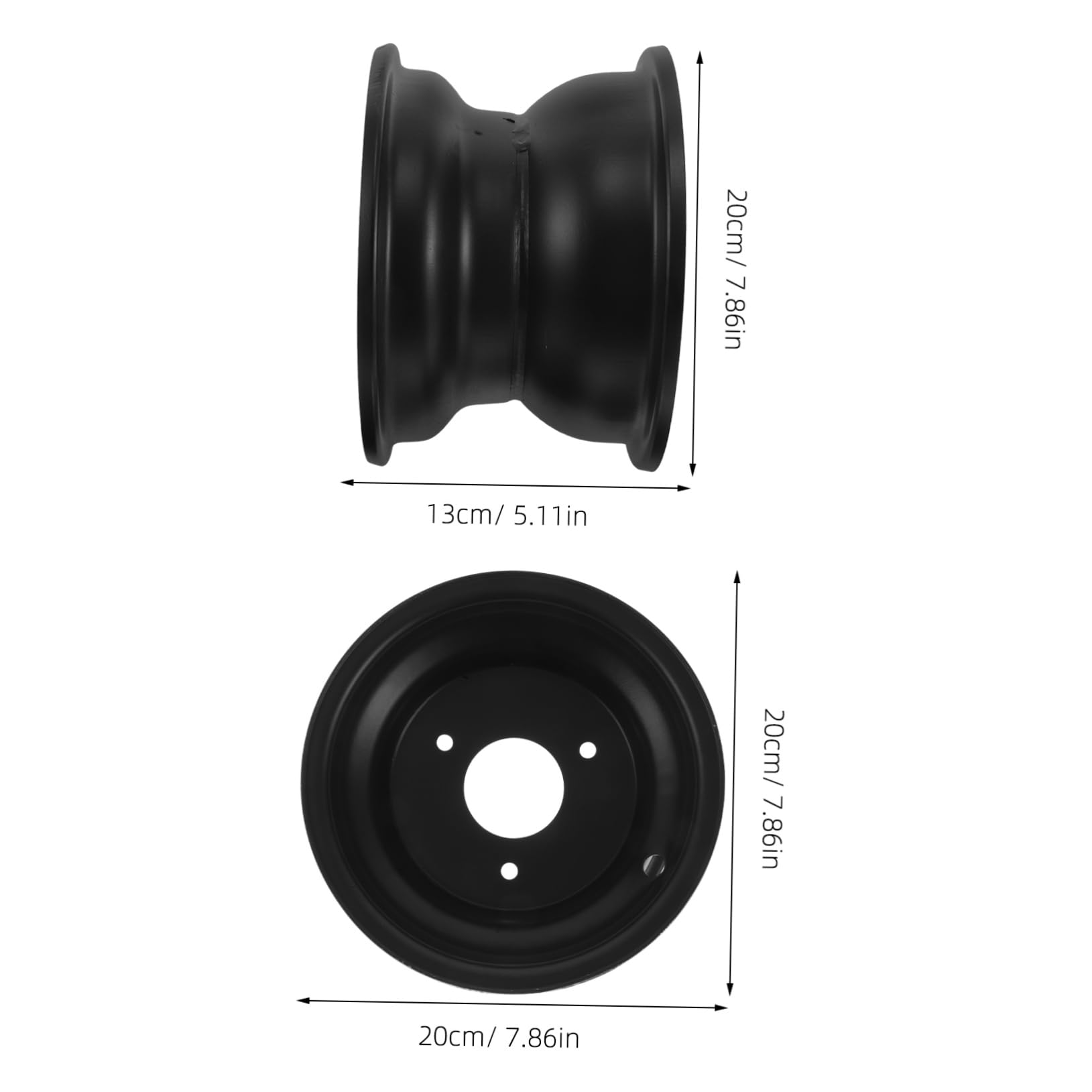 Ciieeo Cerchione Ruote Go Kart in Ferro Nero 16x8-7 Pollici Tre Fori, per Atv e Quad, Stile Elegante, Stabilità Ottimale e Facile Installazione