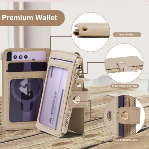 Image of M-Plateau RFID Blocking Slim Keychain Wallet for Women | Card Holder with ID Window, Zipper Pocket, 6 Card Slots, Compact for Cash & Cards(Khaki)