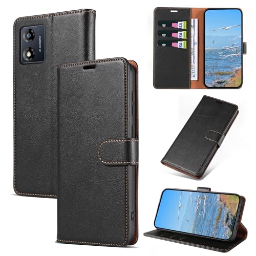 KKEIKO Coque pour Motorola Moto E13, Antichoc Magnetique Étui à Rabat avec Porte Cartes, Portefeuille Housse en Cuir PU Coque pour Motorola Moto E13, Noir