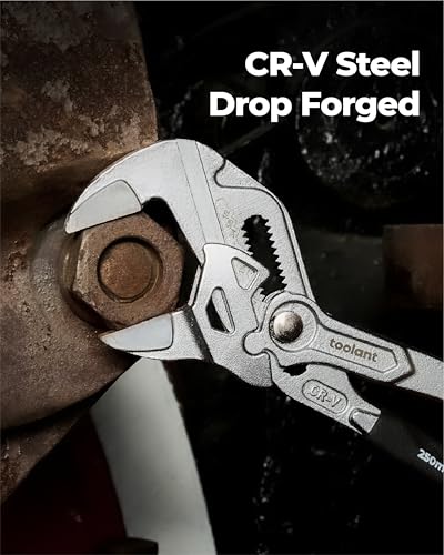 Image of toolant 7 /10 /12-Inch Chrome Plated Pliers Wrench Set, CR-V Adjustable Wrenches with Anti-Rust Coating, Smooth Parallel Jaws, Comfort Grip, Storage Pouch for Home Repair, Plumbing, Nuts & Pipes