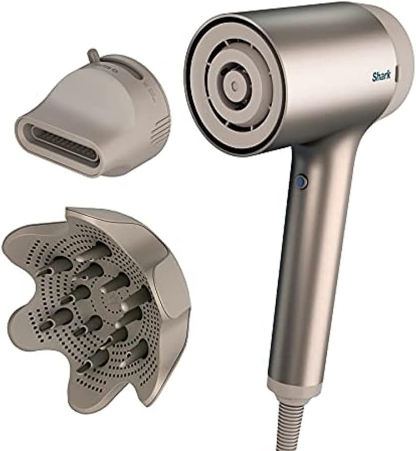 HD113BRN Hair Blow Dryer HyperAIR Fast-Drying with IQ 2-in-1 Concentrator and Curl-Defining Diffuser Attachments, Auto Presets, Ionic, Styling Tools, No Heat Damage, Extendable Prongs, Stone