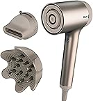 Shark HD113BRN Hair Blow Dryer HyperAIR Fast-Drying with IQ 2-in-1 Concentrator and Curl-Defining Diffuser Attachments, Auto Presets, Ionic, Styling Tools, No Heat Damage, Extendable Prongs, Stone