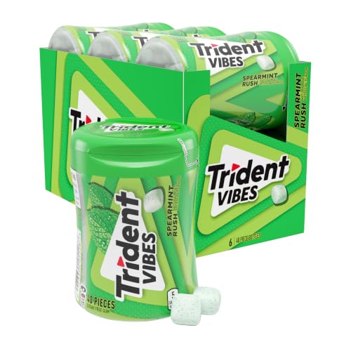 Image of Trident Vibes Spearmint Rush Gum, 6 Bottles of 40 Pieces (240 Total Pieces)