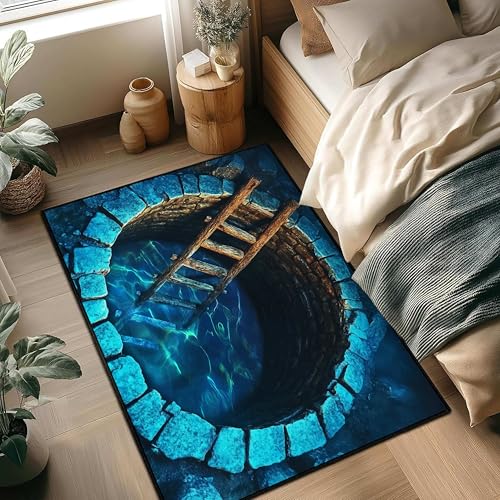 Tapete decorativo ilusión óptica 3D 6x9ft azul oscuro miniatura 4