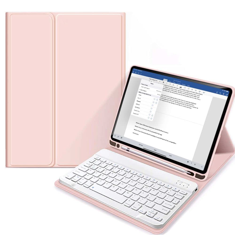 Tech-Protect SC Pen - Magnetic Case with Keyboard, Cover with Stand Function, Auto Sleep/Wake Up Protective Case, Compatible with iPad 10.2 2019/2020/2021, Pink
