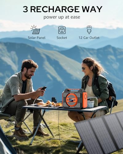 Portable Power Station Bank 300W Rated(600W Peak),220Wh Solar Powered Power Bank with 2 AC Outlet 110V Pure Sine Wave, 60000mAh Power Bank Lithium Battery Pack for Home Outdoor Camping Emergency - Image 4