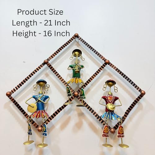 Image of Framing Hub - Handcrafted Metal Wall Art Musician Frame for Home Decor | Traditional Tribal Musical Wall Hanging for Living Room, Office & Hall