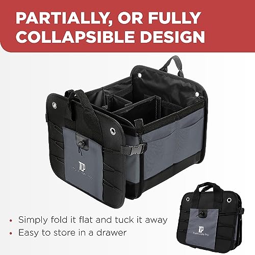 Trunkcratepro Car Storage Organizer, Car Organizer, Trunk Organizer For Car, Suv, Truck, Premium Multi Adjustable Compartments Collapsible Car Trunk Organizers (Regular, Gray) 23.6" L*14.6" W*12.5" H #TOP3