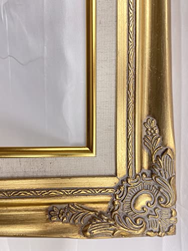 Tp Picture Frame (No Glass And Backing)- Classic Gold Ornate Wood/Gesso With Cream Linen Liner, Antique/Vintage Style, Shabby Chic, Baroque Museum Look (18 X 24 In) #TOP6