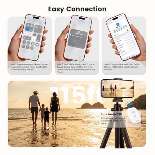 Image of Vamvo Magnetic Selfie Monitor Screen for iPhone & Android, 4K Wireless Vlog Screen with Remote, 180 Rotation & Screen Mirroring Content Creator Essentials for TikTok, YouTube Live Streaming (Green)