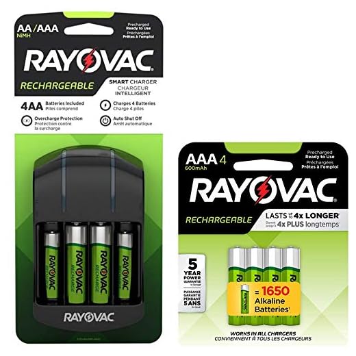 Rayovac AA and AAA NiMH Battery Charger Includes 4 Rayovac AA 1350mAh Plus 4 Rayovac AAA 600mAh Rechargeable Batteries