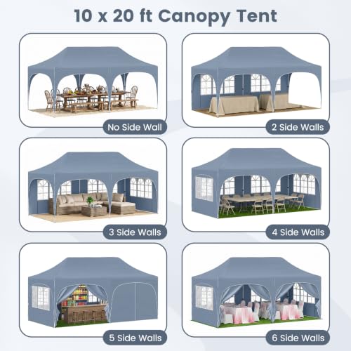 Image of Tangkula 10 x 20 ft Pop Up Canopy with 6 Removable Sidewalls