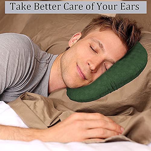 Image of Ear Piercing Pillow for Side Sleepers, Pillow with an Ear Hole for CNH and Ear Pain Ear Inflammation Pressure Sores, O-Shaped Side Sleeping Pillow, Ear Guard Pillow(Dark Green)