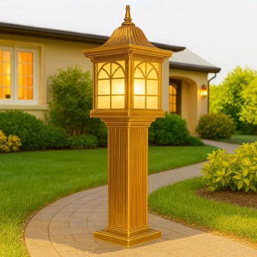Image of GIGAWATTS 1266 30 Outdoor Garden Light - 101% Rust & Waterproof Die-Casting Aluminium Exterior Lamp for Garden, Boundary Street & Home Entrances (B22 Holder, Bulb Not Included, Gold)