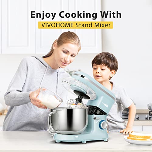 VIVOHOME Stand Mixer, 660W 10 Speed 6 Quart Tilt-Head Kitchen Electric Food Mixer with Beater, Dough Hook, Wire Whip and Egg Separator, Blue
