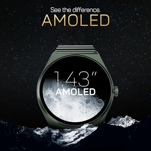 Image of Fire-Boltt Phoenix Nova Smartwatch 1.43 inch Slim Super AMOLED Display, 466x466 Pixel Always-On Display, Bluetooth Calling, Health Tracker for Men & Women Olive Rush