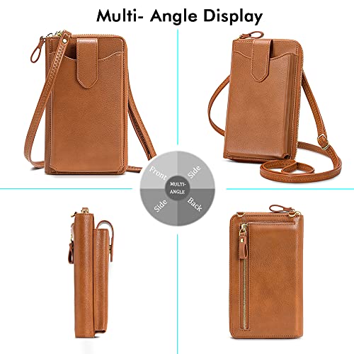 Image of Peacocktion RFID Crossbody Wallet Purse for Women Small Travel Cell Phone Purses Trendy Vegan Leather Bags with Card Slots