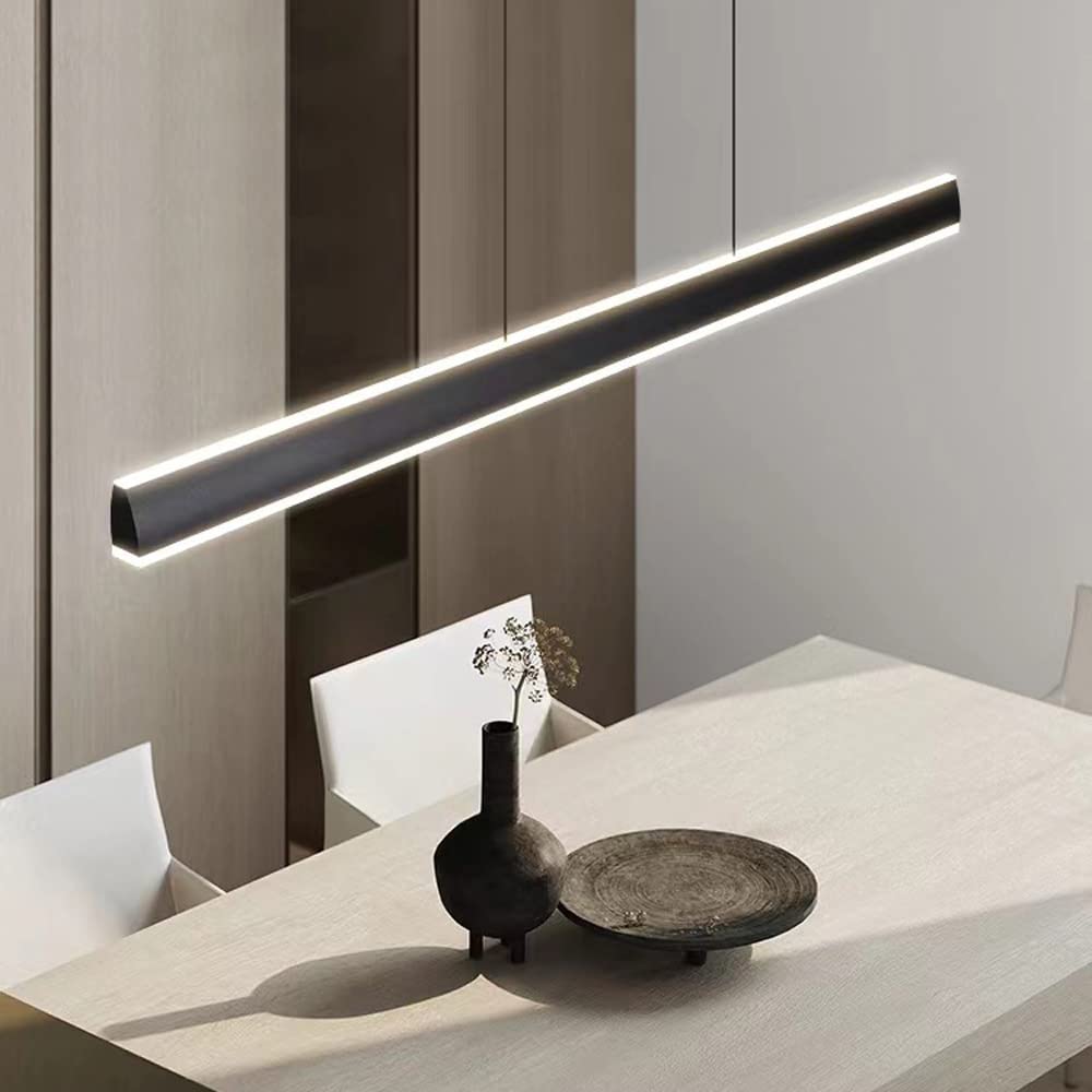 Lampada a Sospensione LED dimmerabile da soffitto lineare Minimalista, Lampada a Striscia Lunga per Isola Cucina, Tavolo da Pranzo Ufficio con Telecomando
