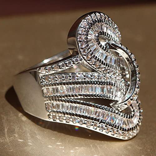 Wedding Band Engagement Ring Set for Women 925 Sterling Silver 5.0Ct Round White AAA Twist Ring Band Cubic Zirconia Rings CZ Simulated Diamond Eternity Bands Engagement Wedding2