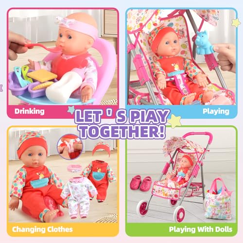 image for YIYBM Baby Doll Stroller Set Toys for Girls Toddlers 3-5 4-6 Gifts,Bab