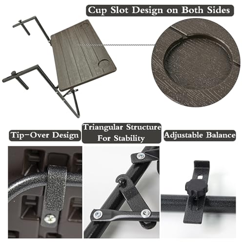 Table de balustrade de balcon pliable réglable au design épuré - 6
