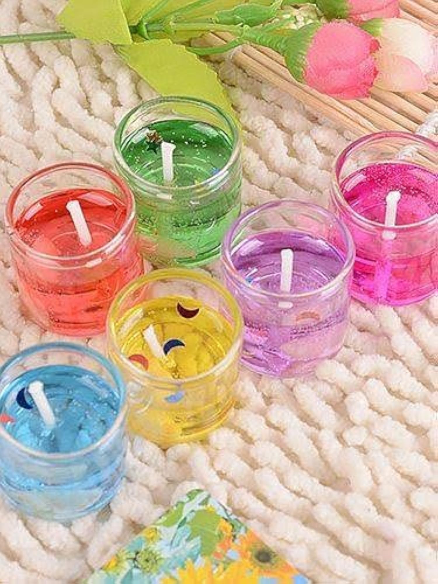 Small Multicolour Decorated Mini Glass Jelly Gel Candles