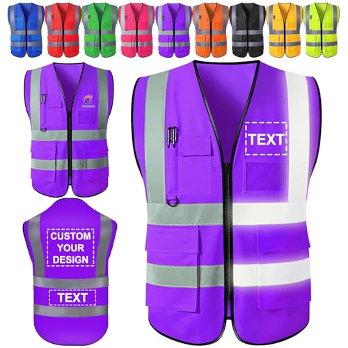 Gilet de sécurité personnalisé Gilet de sécurité réfléchissant haute visibilité Logo personnalisé avec poches Fermeture éclair Classe 2 pour hommes Travail de sécurité