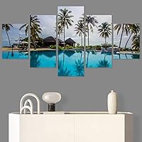 SIGNWIN 5 Panel Canvas Wall Art Palm Tree for Home Decorations Ready to Hang - 60