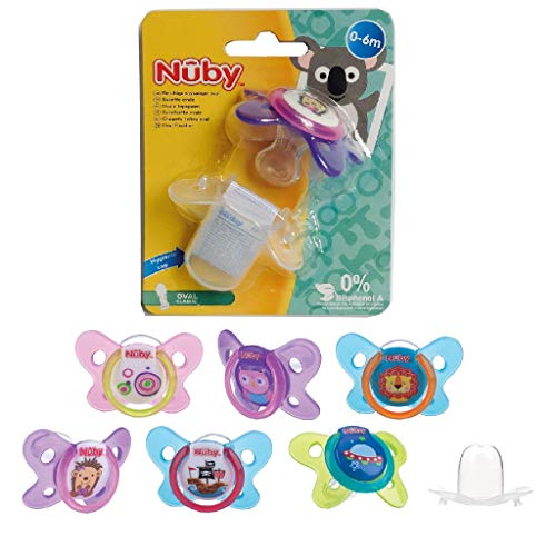 Nuby ID5857SFS - Chupete mariposa estampado con tapa