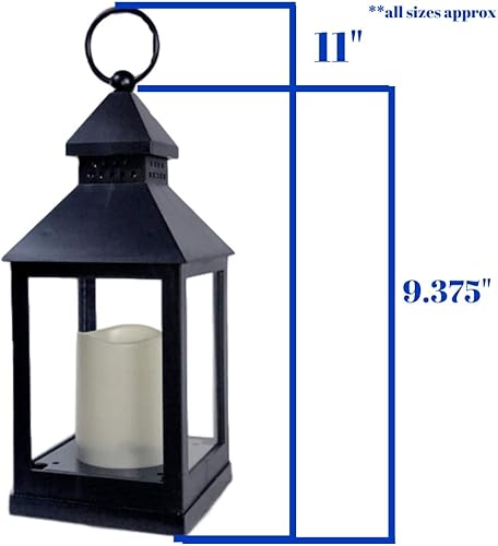 Miniatura 2 de BANBERRY DESIGNS Faroles decorativos  Juego de 8  Temporizador de 4 horas  Control remoto  9 38 pulgadas de alto linternas negras con velas sin