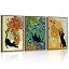 Black Cat Playing Sunflowers (Brown Framed)
