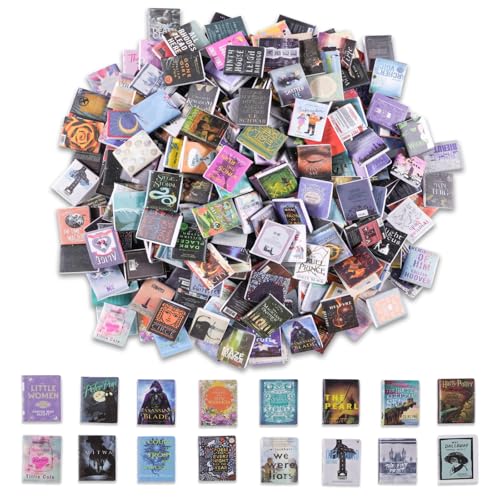 JHGCVX 300 Pcs Mini Books Sets, Miniature Book Model for Anxiety Bookshelf, 1:12 Mini Dollhouse Accessories for DIY Creative Decorations