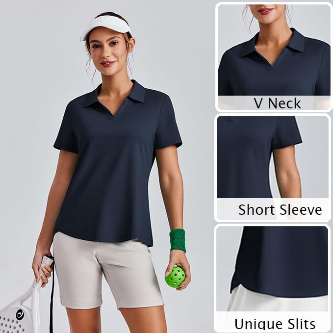 Image of PINSPARK Womens Golf Shirt Short Sleeve Polos UPF 50+ Collared Tennis Tops