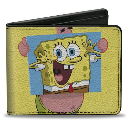Buckle-Down SpongeBob SquarePants Wallet, Bifold, Patrick Star Holding SpongeBob Portrait Pose Yellow, Vegan Leather