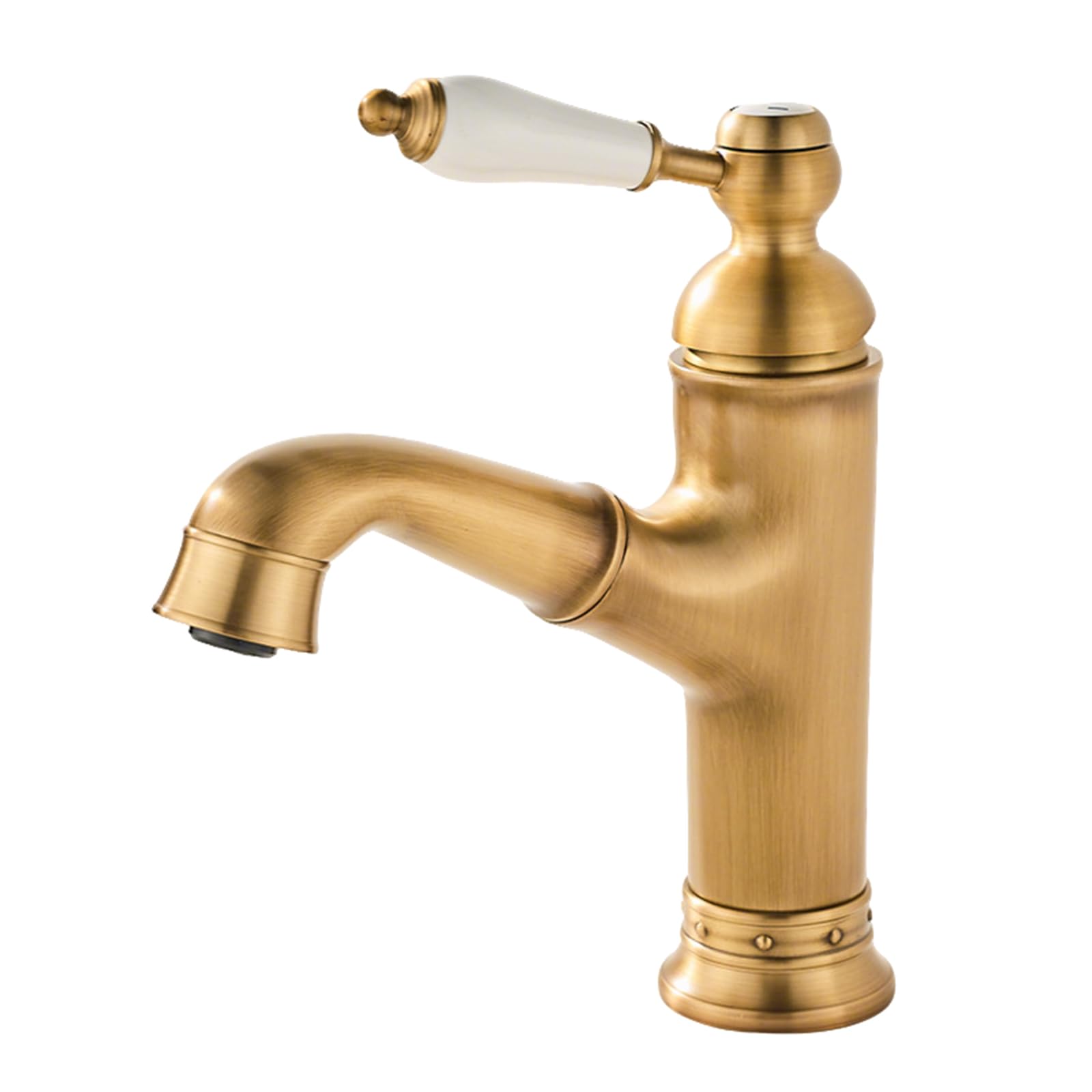 Mitigeur lavabo rétro en laiton antique et céramique noble