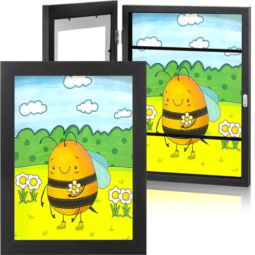Ulatemo Kids Art Frames Changeable - Kids Artwork Frames Front Opening Holds 150 Drawings, Display Storage Frame for Wall, 3D Picture, Crafts, Hanging Art, Portfolio [2 pack]