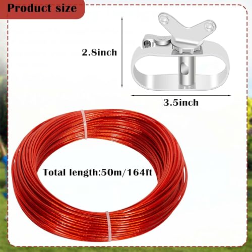 164 FT Swimming Pool Cover Cable Ratchet Winch Aboves Ground Pool Cover Cable and Winch Kit,Pool Cover Wire and Winch for Home Pool Winter Covers