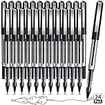 AKARUED Rollerball Pens 24 Pack Black Gel Pens, 0.5mm Liquid Ink Rollerball Pen, Quick-Drying Ballpoint Pens Writing Pens for Bullet Journal, Notebook. School & Office Accessories for Students Adults