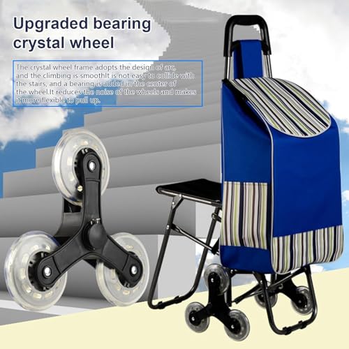 Robuster Einkaufswagen mit abnehmbaren Stoffbeuteln und Sitzseite und versteckten Taschen, ideal für Einkaufen, Reisen, Camping und Picknicks – Bild 8