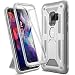 Galaxy S9 Case, YOUMAKER Heavy Duty Protection Kickstand with Built-in Screen Protector Shockproof Case Cover for Samsung Galaxy S9 5.8 inch (2018 Release) - White/Gray