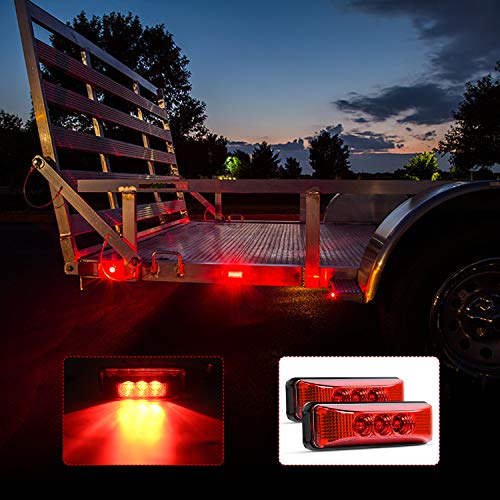Nilight - Tl-32 2Pcs 3.9Inch 3 Led Truck Trailer Red Light Front Rear Led Side Marker Lights Clearance Indicator Lamp Rock Light Waterproof Sealed Surface Mounted #TOP6
