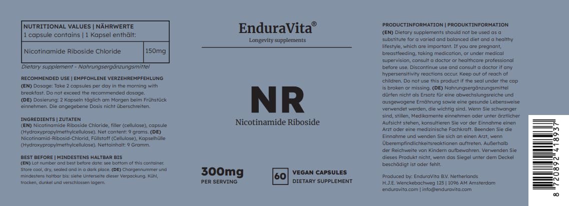 NAD Nicotinamide Riboside (NR) | Confezione da 3 | MEGA OFFERTA | Precursore del NAD+ | 300 mg per dose | Purezza >99% | Vegano | Contro la stanchezza | 180 capsule | Scorta per 3 mesi