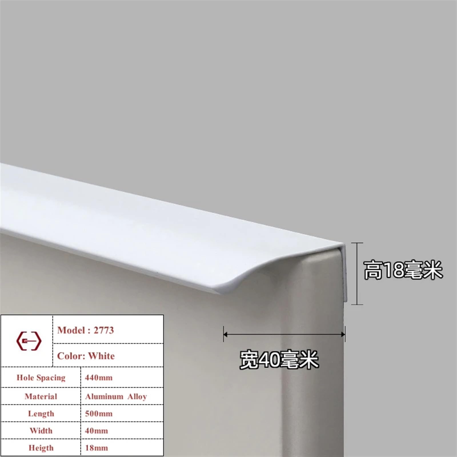 DFLPBHAV Modern White Length Cabinet Handle Hidden Kitchen Cabinet Drawer Pull Furniture Cupboard Wardrobe Door Hardware Long Handle 1Pcs(2773-500mm)