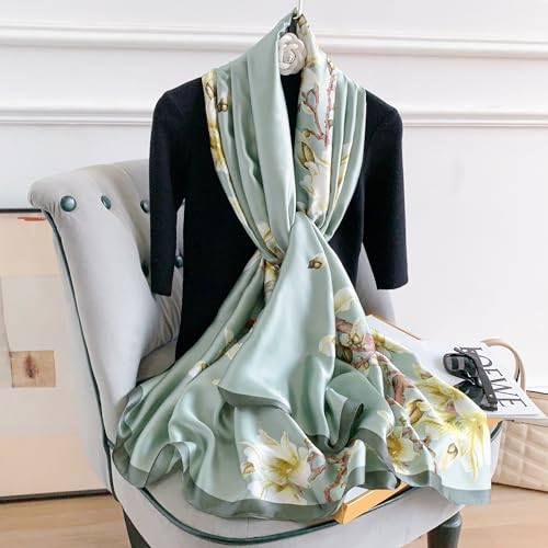 Image of MALINA Women's Polyester Silk Satin Stole Scarf - Soft Lightweight Fashion Wrap, Elegant Floral & Gradient Design, summer stole,Scarf For Women,Premium Stole,Large Size 180x90 cm'